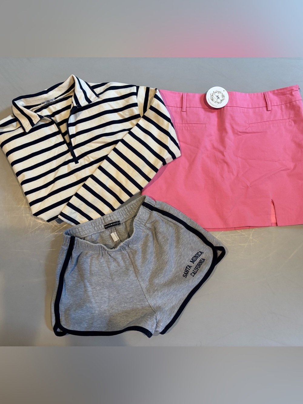 Preppy set of 3, 1 great price! Brandy Melville shorts, Zara 1/4 zip& Ivy NWT
